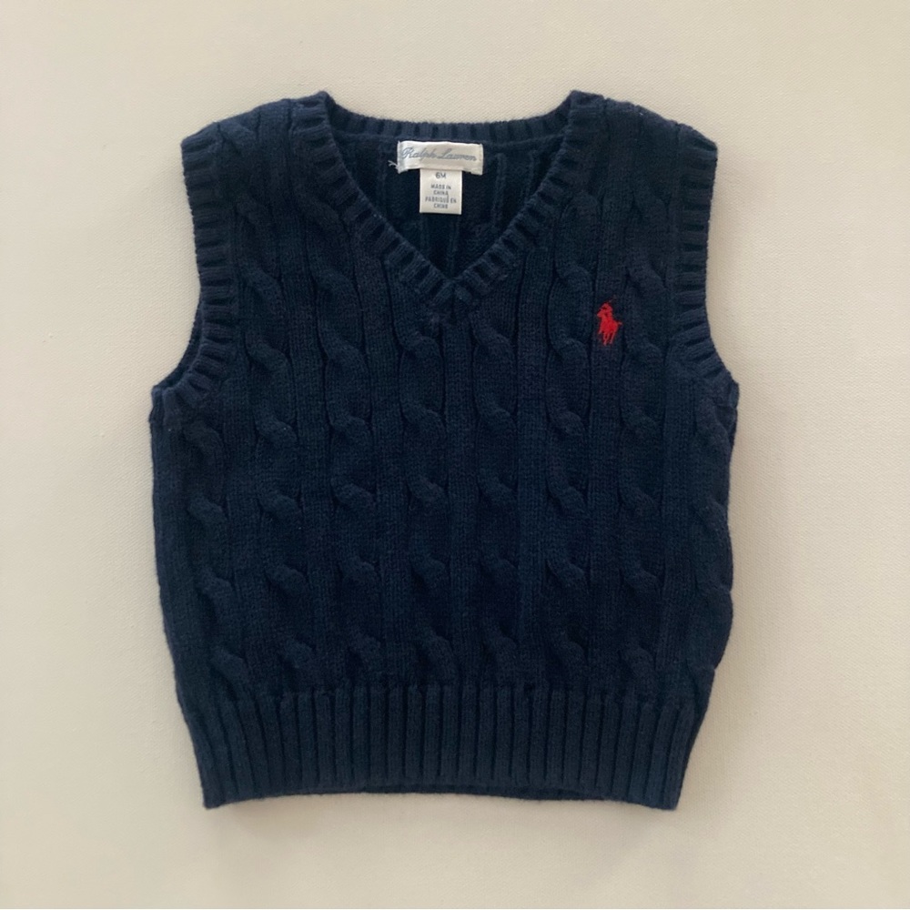 Ralph Lauren Baby Boy 9 Months Blue Sweater Vest